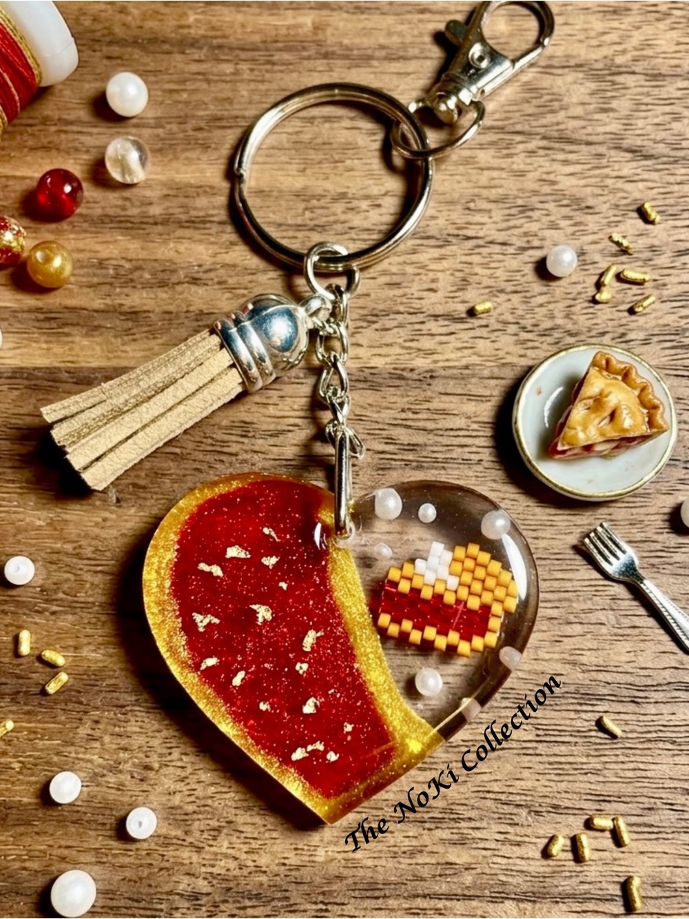 The NoKi Collection Red & Gold Heart Keychain Card Holder